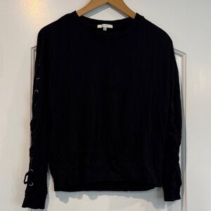 Z Supply Black Long Lace-Up Sleeves Top Size XS